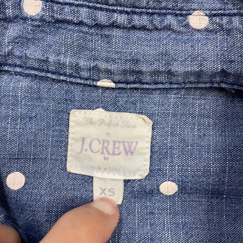 J.Crew Polka Dot Denim Button Up Long Sleeve XS